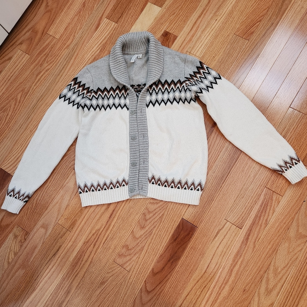 Janie and Jack Boys size 12 Fair Isle Shawl Cardigan